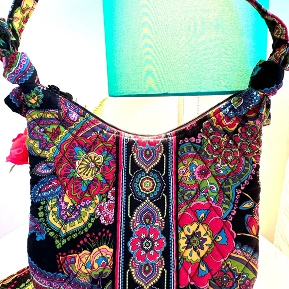 Quilted Vera Bradley Purse & Matching Wallet Floral Paisley Women's Handbag Set - Picture 14 of 16